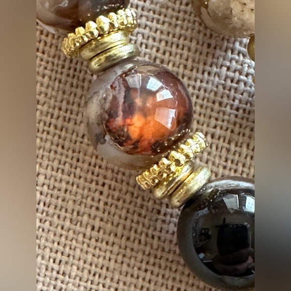 22 inch Black Cherry Blossom Agate Gemstone bead Necklace NWOT - Picture 8 of 15